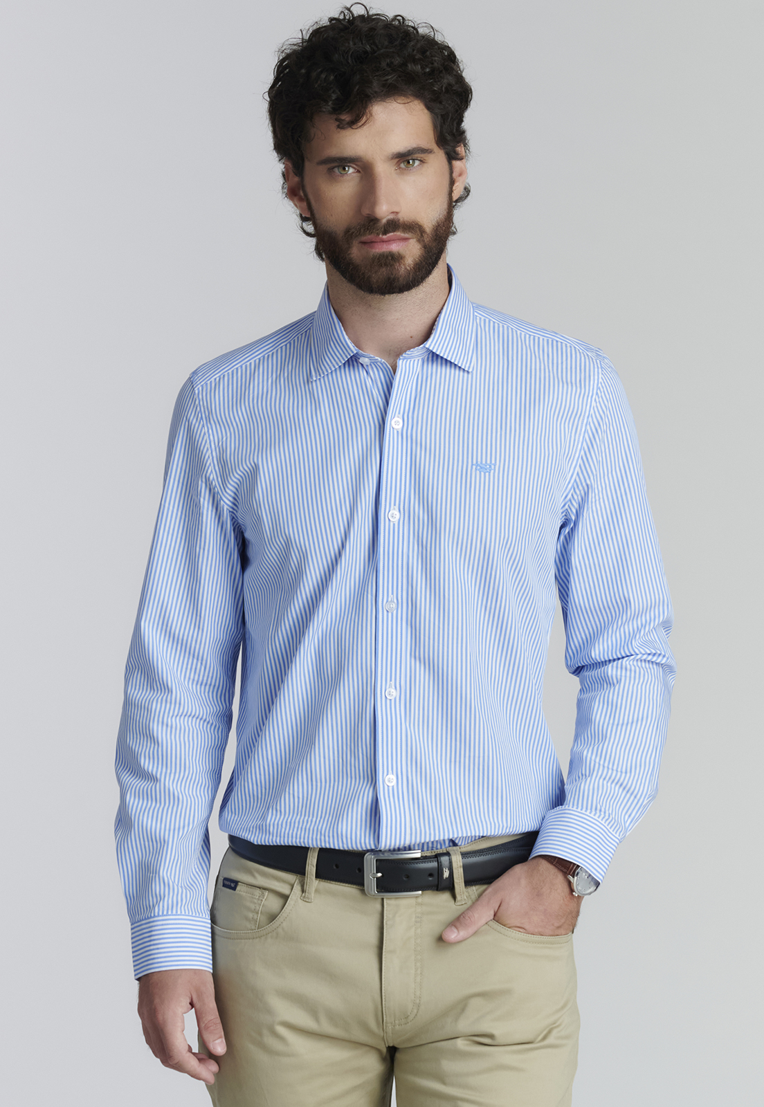 CAMISA ALGODÓN HOMBRE FEROUCH CELESTE ALBANY SMART CASUAL SKY - 1