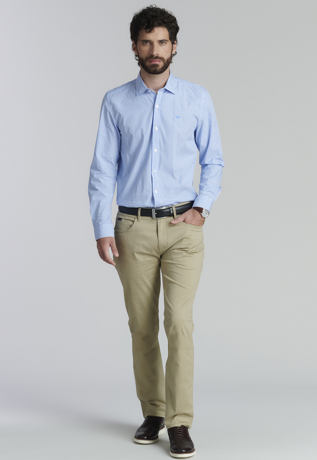 CAMISA ALGODÓN HOMBRE FEROUCH CELESTE ALBANY SMART CASUAL SKY - 2