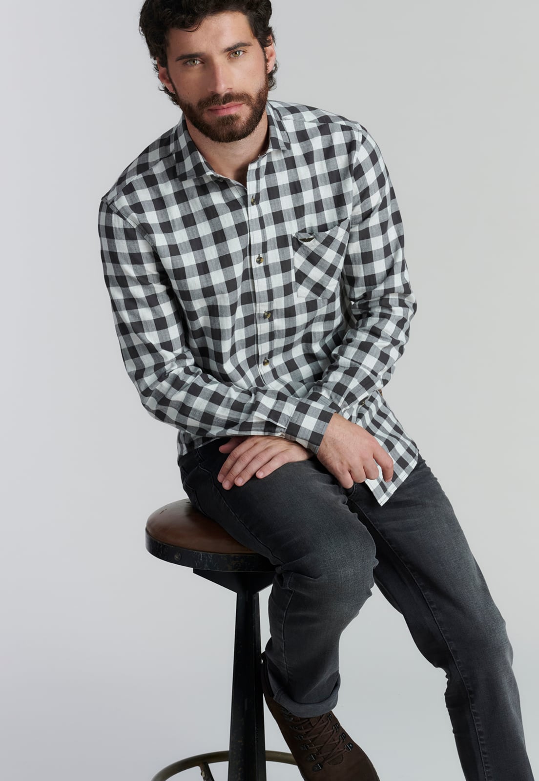 CAMISA ALGODÓN HOMBRE FEROUCH GRIS DENVER FJS METAL - 5
