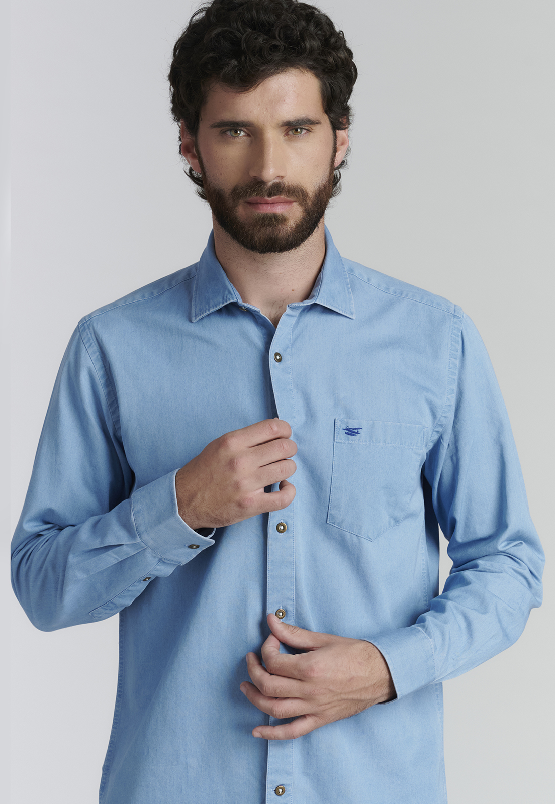 CAMISA ALGODÓN HOMBRE FEROUCH AZUL PORTLAND FR LT DENIM - 3