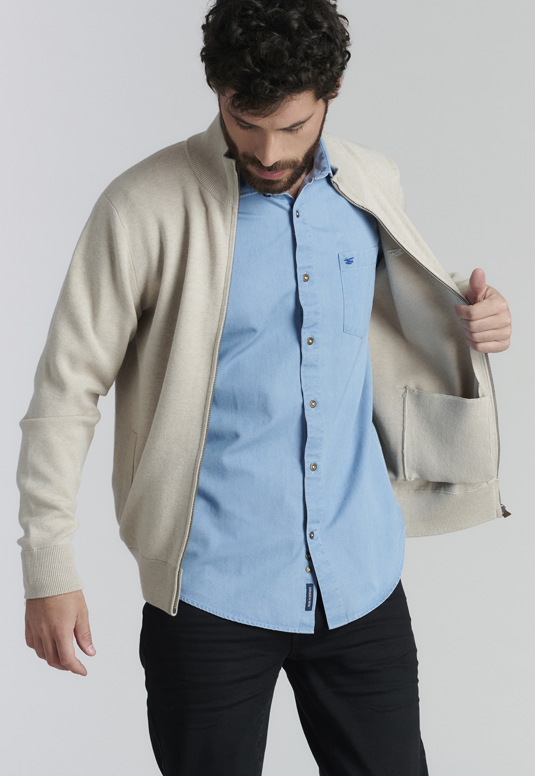 CAMISA ALGODÓN HOMBRE FEROUCH AZUL PORTLAND FR LT DENIM - 5
