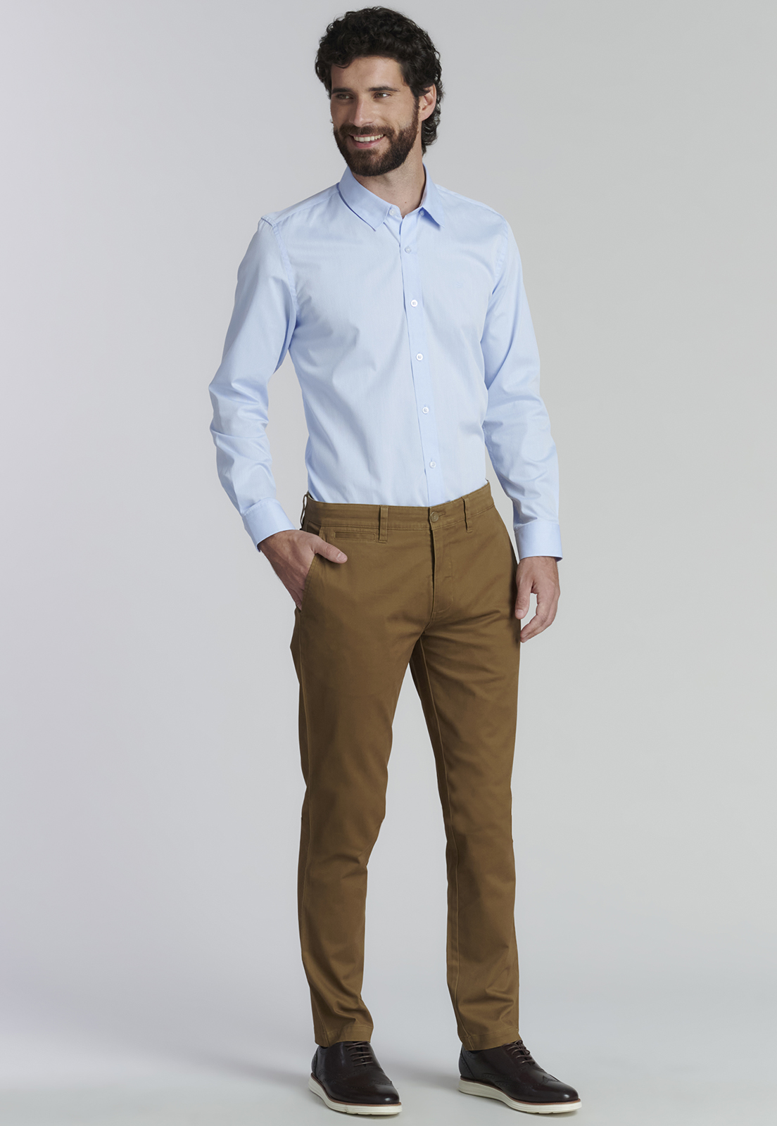 PANTALÓN ALGODÓN HOMBRE FEROUCH TWILL SLIM /33 BUSINESS CAMEL - 2