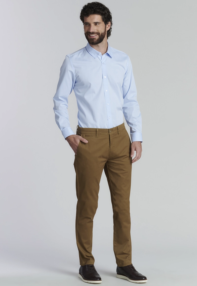 PANTALÓN ALGODÓN HOMBRE FEROUCH TWILL SLIM /33 BUSINESS CAMEL - 2
