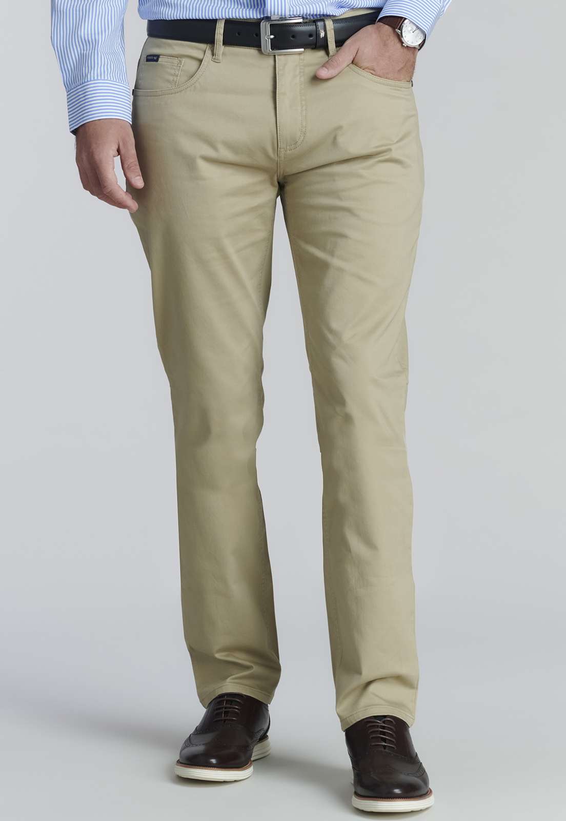 PANTALÓN ALGODÓN HOMBRE FEROUCH GRIS FIVE POCKET FR METAL - 1