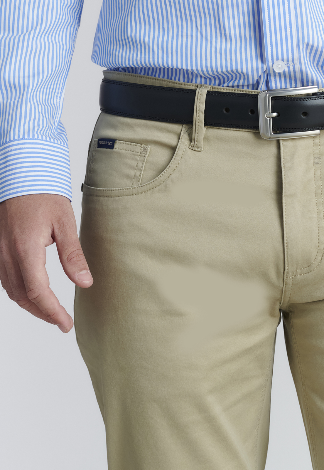 PANTALÓN ALGODÓN HOMBRE FEROUCH GRIS FIVE POCKET FR METAL - 3