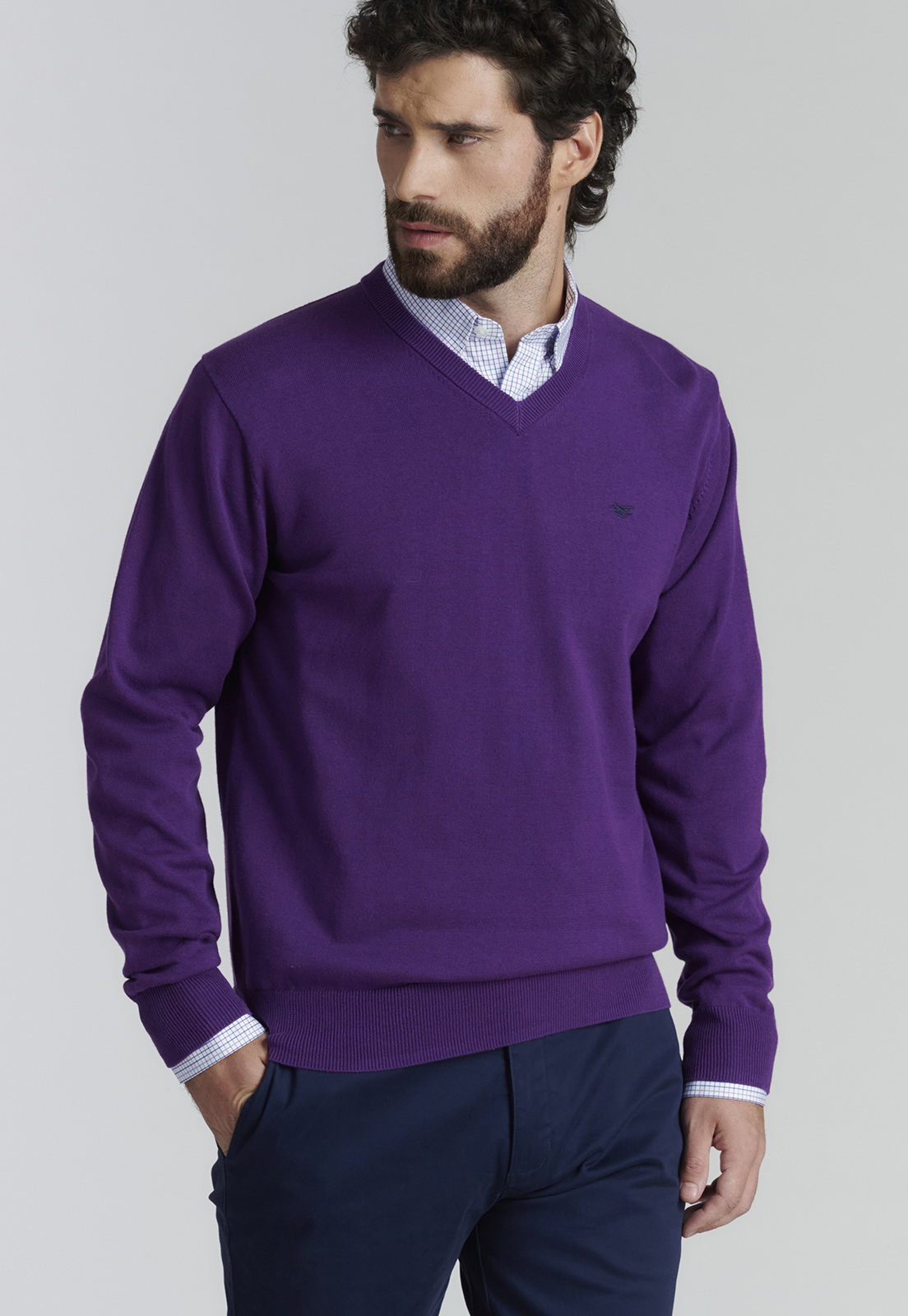 CAMISA ALGODÓN HOMBRE FEROUCH MORADO BOSTON SMART CASUAL VIOLET - 5