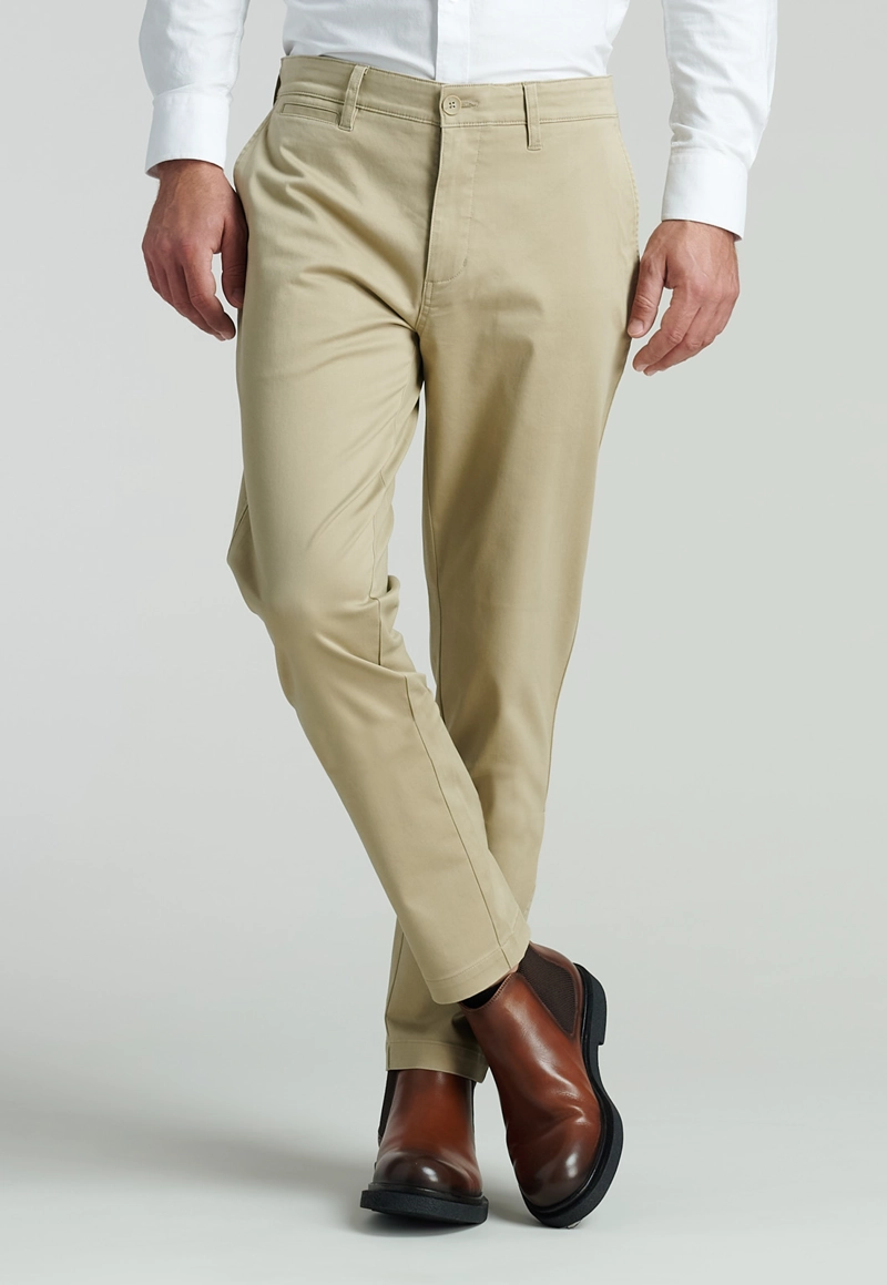 PANTALÓN ALGODÓN HOMBRE FEROUCH BEIGE TWILL SLIM 31 BUSINESS KHAKI - 1