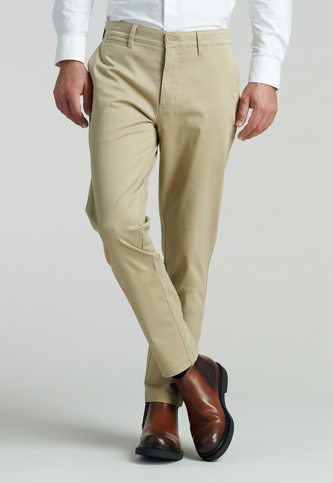 PANTALÓN ALGODÓN HOMBRE FEROUCH BEIGE TWILL SLIM 31 BUSINESS KHAKI - 1