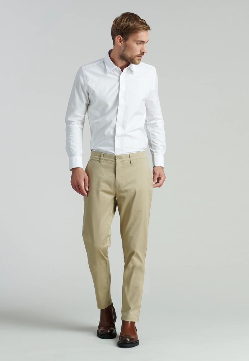 PANTALÓN ALGODÓN HOMBRE FEROUCH BEIGE TWILL SLIM 31 BUSINESS KHAKI - 2