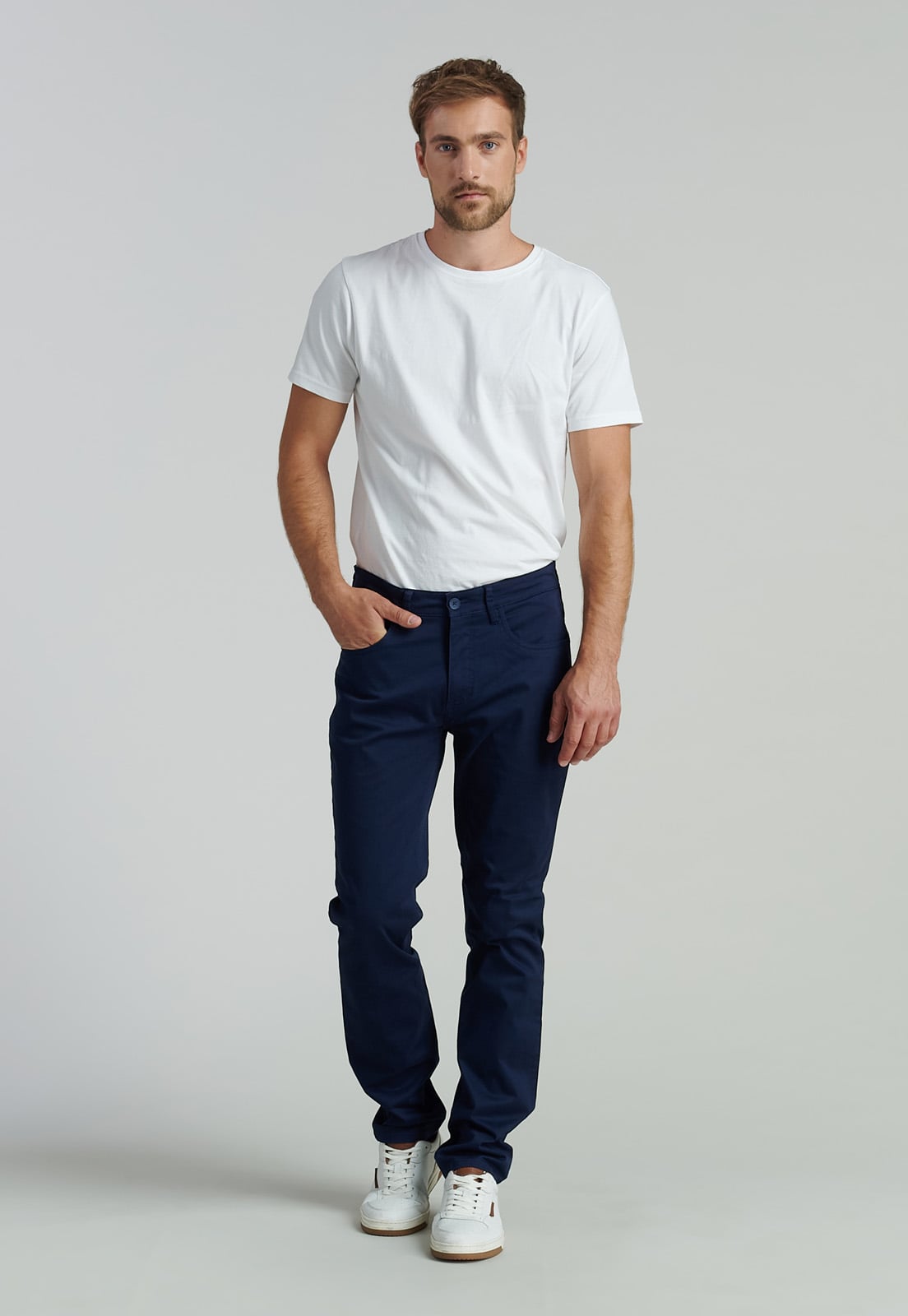 PANTALÓN ALGODÓN HOMBRE FEROUCH AZUL FIVE POCKET FR DK. - 2