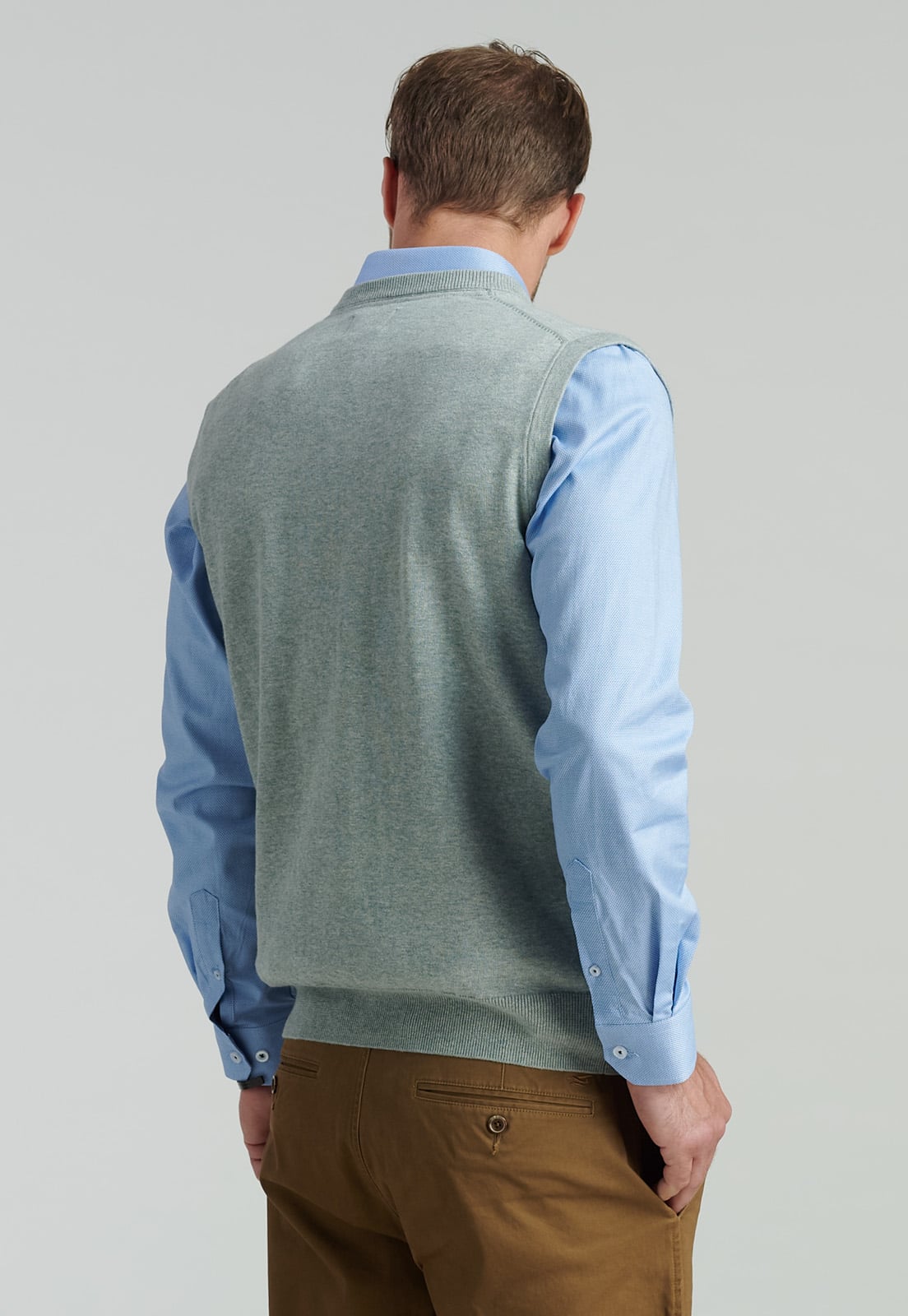 SWEATER ALGODÓN HOMBRE FEROUCH GRIS SMART CASUAL SLEEVE BUSINESS LT GREY - 4