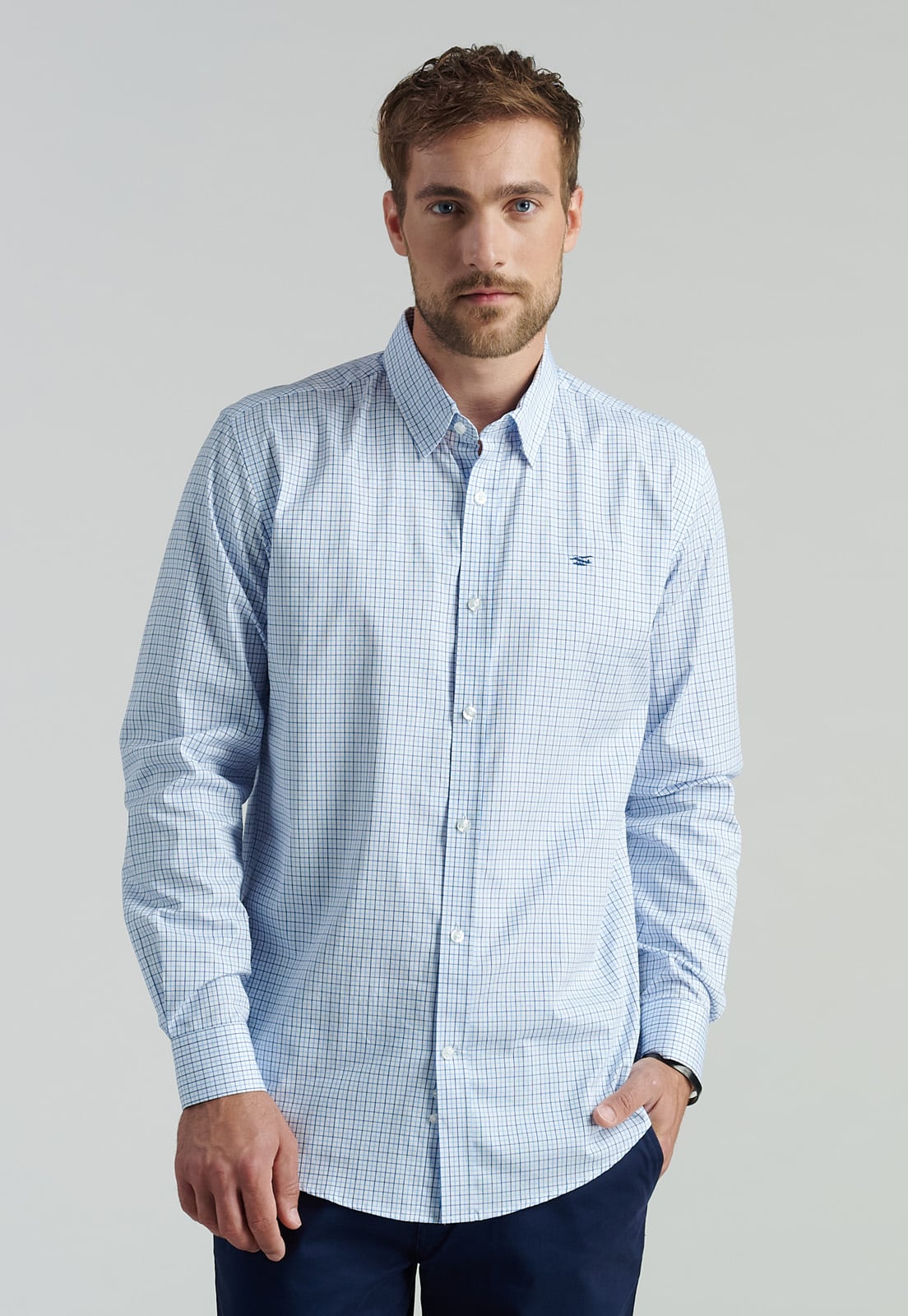 CAMISA ALGODÓN HOMBRE FEROUCH AZUL BOSTON SMART CASUAL BLUE - 1