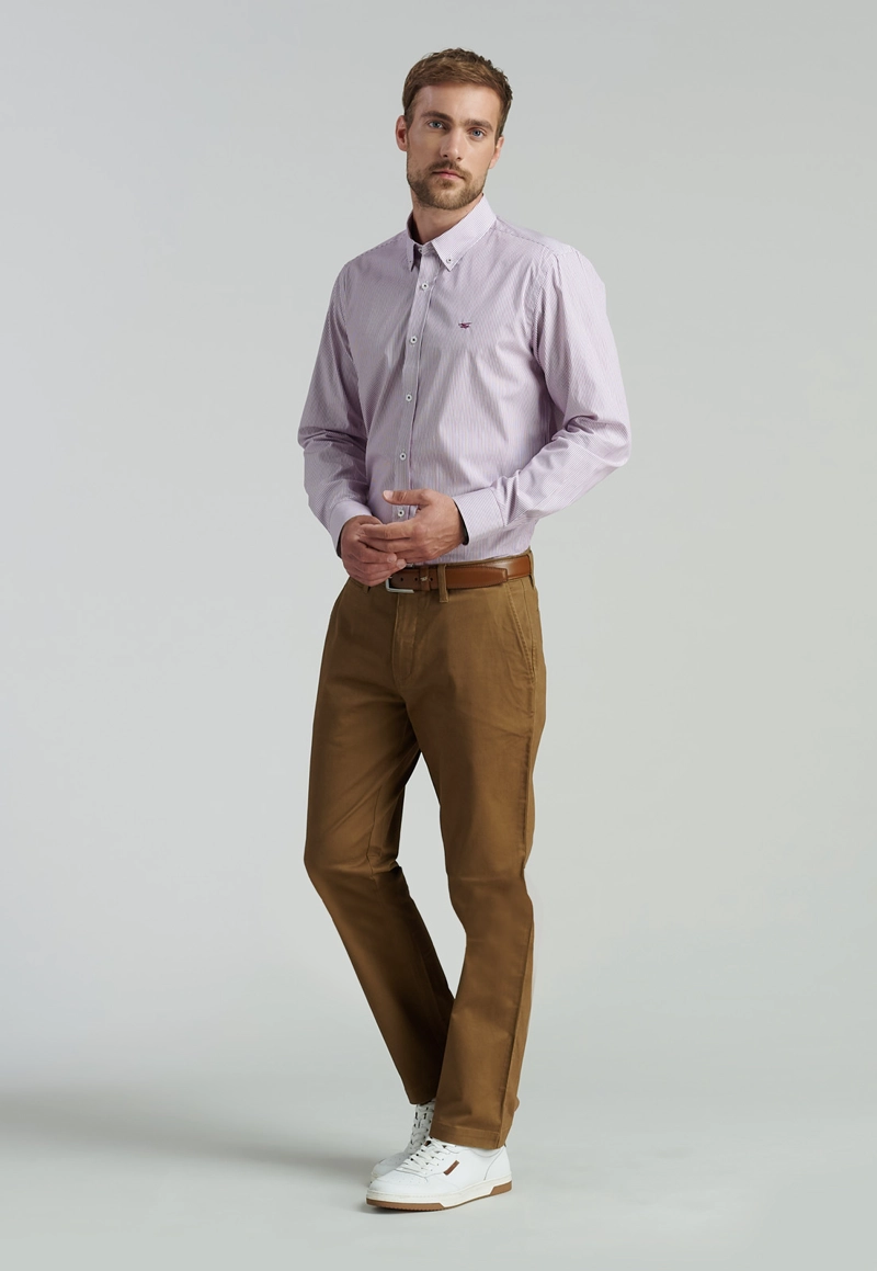 PANTALÓN ALGODÓN HOMBRE FEROUCH TWILL WITHOUT PLEATS L/33 BUSINESS CAMEL - 1