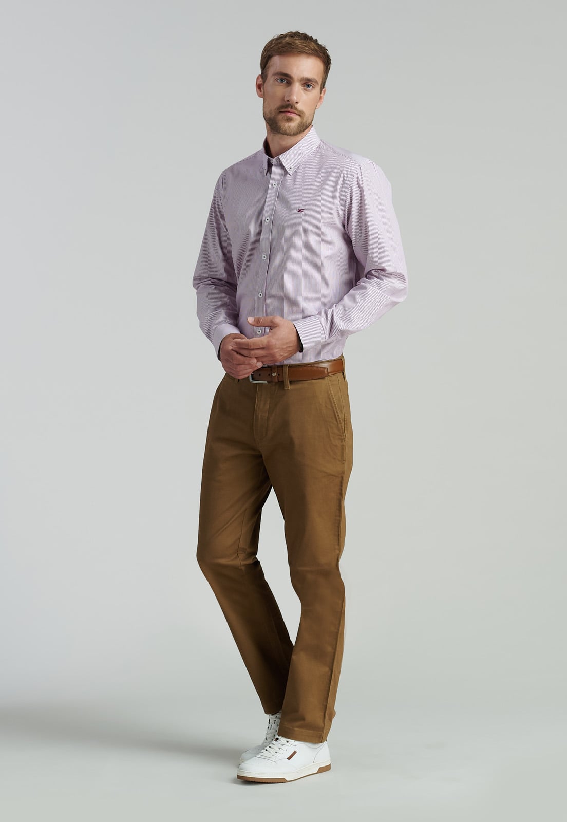 PANTALÓN ALGODÓN HOMBRE FEROUCH TWILL WITHOUT PLEATS L/33 BUSINESS CAMEL - 1