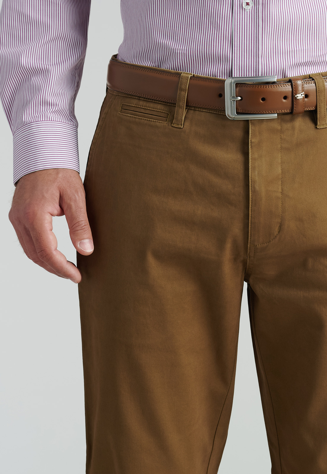 PANTALÓN ALGODÓN HOMBRE FEROUCH TWILL WITHOUT PLEATS L/33 BUSINESS CAMEL - 3