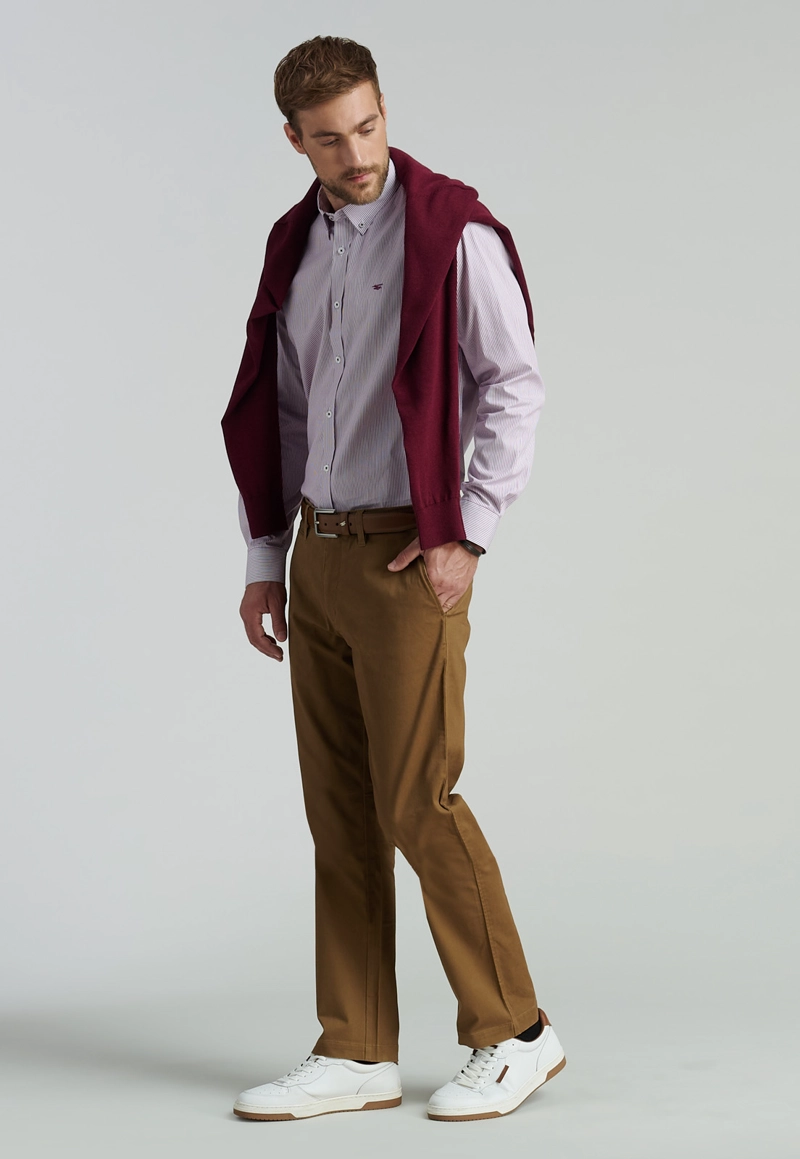 PANTALÓN ALGODÓN HOMBRE FEROUCH TWILL WITHOUT PLEATS L/33 BUSINESS CAMEL - 5