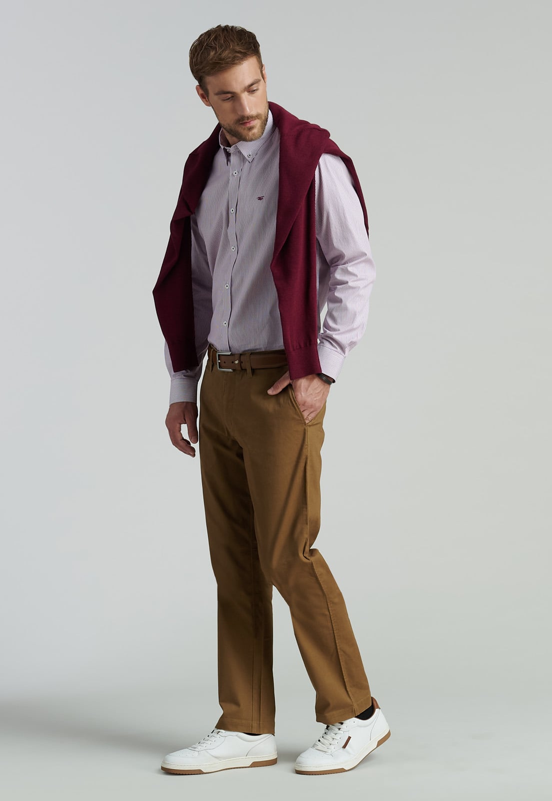 PANTALÓN ALGODÓN HOMBRE FEROUCH TWILL WITHOUT PLEATS L/33 BUSINESS CAMEL - 5