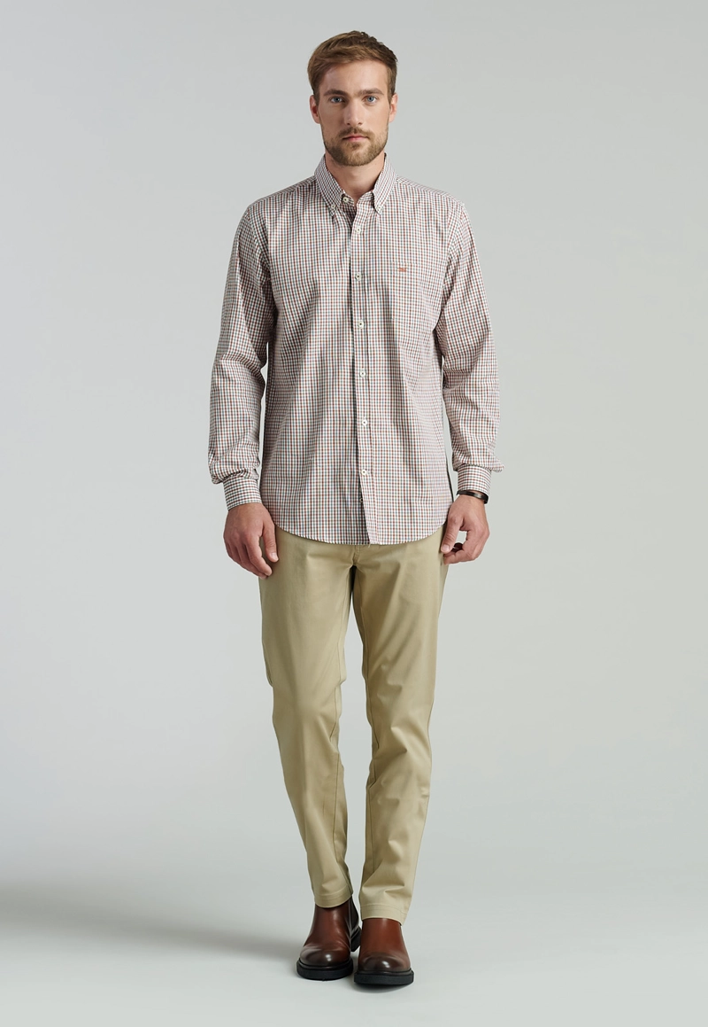 CAMISA ALGODÓN HOMBRE FEROUCH ROJO BROOKLYN SMART CASUAL BRICK - 2