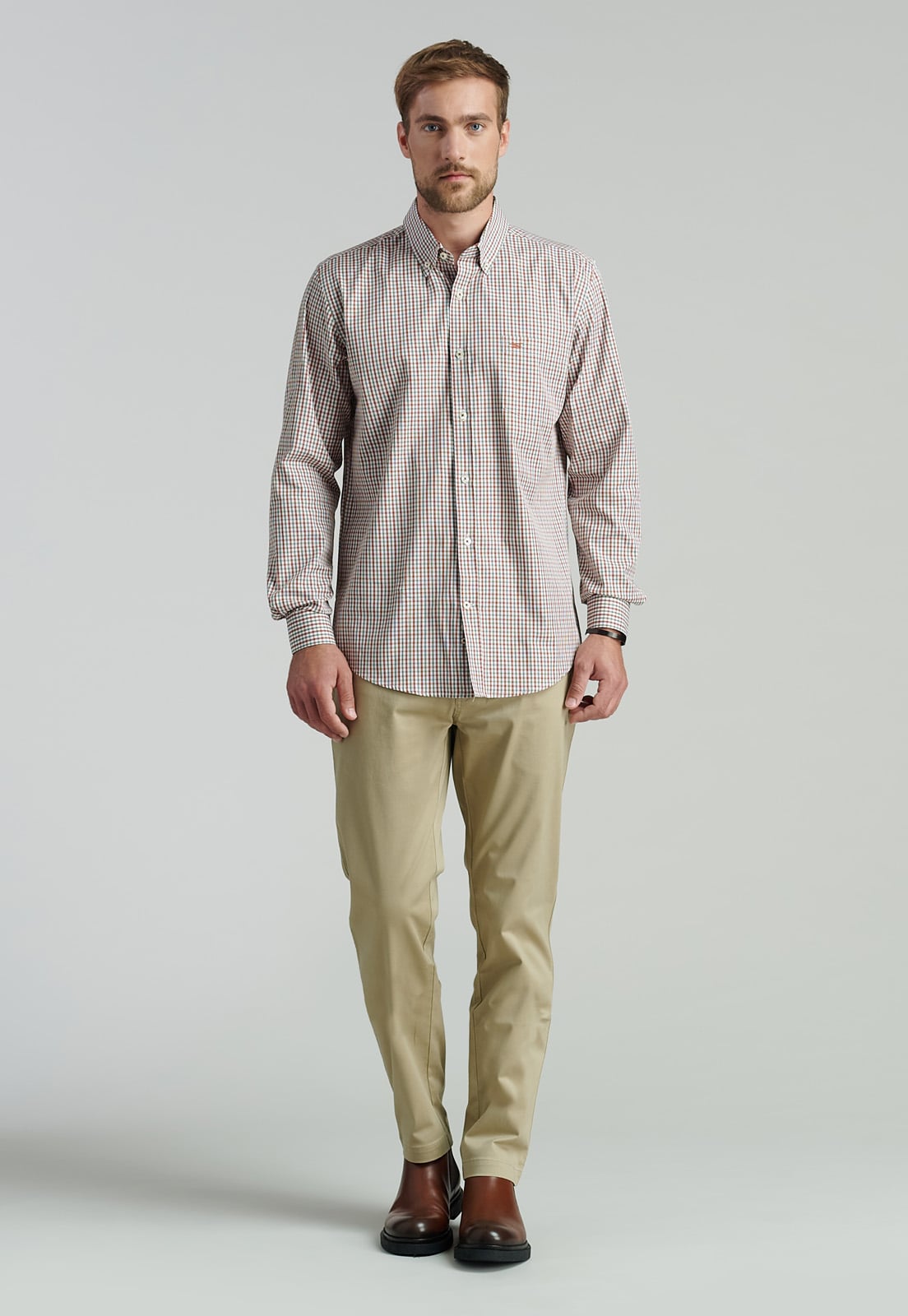 CAMISA ALGODÓN HOMBRE FEROUCH ROJO BROOKLYN SMART CASUAL BRICK - 2