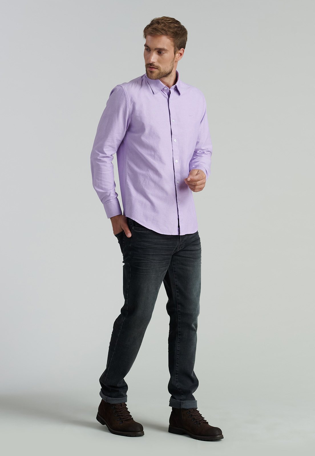CAMISA ALGODÓN HOMBRE FEROUCH MORADO SPORT OXFORD FR VIOLET - 2