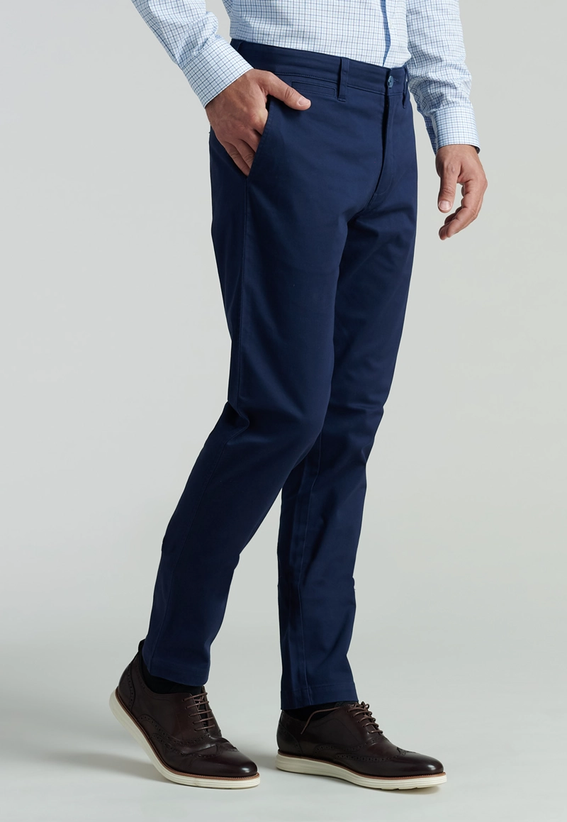 PANTALÓN ALGODÓN HOMBRE FEROUCH AZUL TWILL SLIM 33 BUSINESS DK. - 1