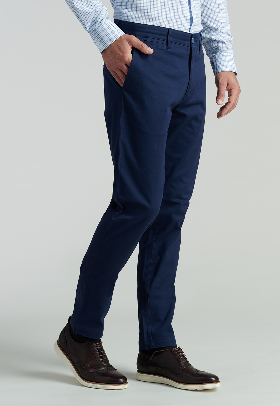 PANTALÓN ALGODÓN HOMBRE FEROUCH AZUL TWILL SLIM 33 BUSINESS DK. - 1