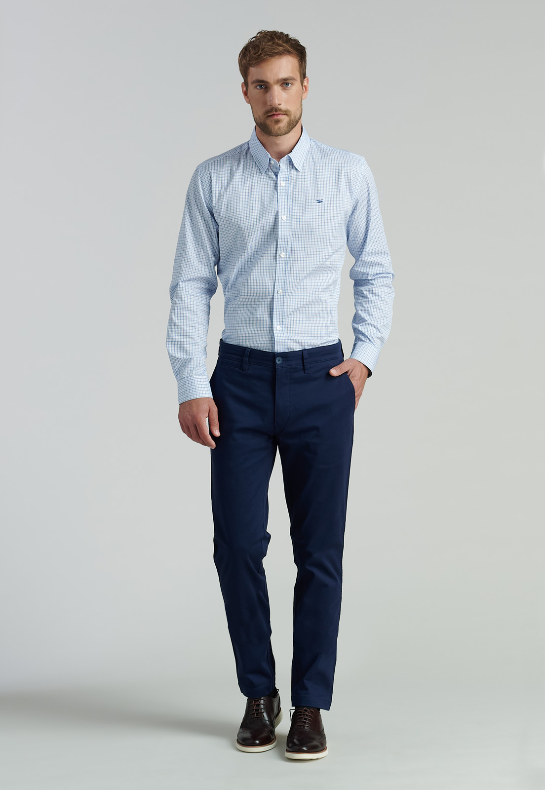 PANTALÓN ALGODÓN HOMBRE FEROUCH AZUL TWILL SLIM 33 BUSINESS DK. - 2