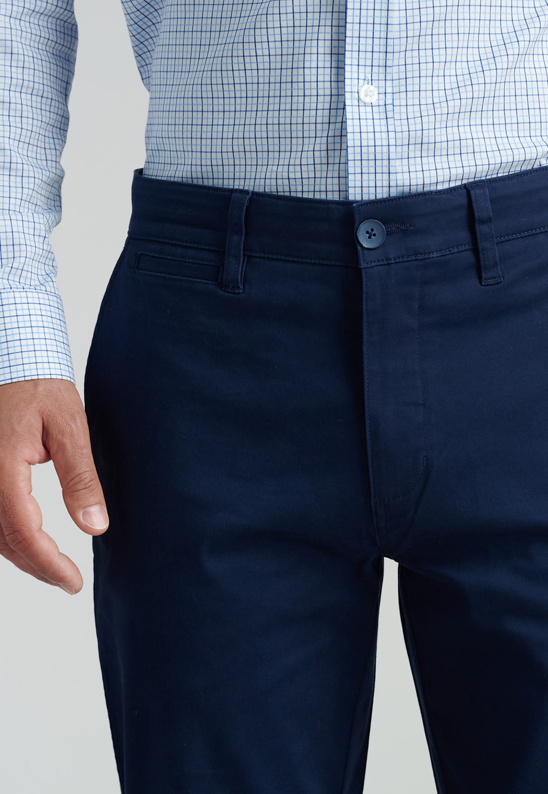 PANTALÓN ALGODÓN HOMBRE FEROUCH AZUL TWILL SLIM 33 BUSINESS DK. - 3