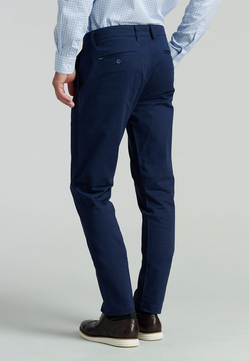 PANTALÓN ALGODÓN HOMBRE FEROUCH AZUL TWILL SLIM 33 BUSINESS DK. - 4