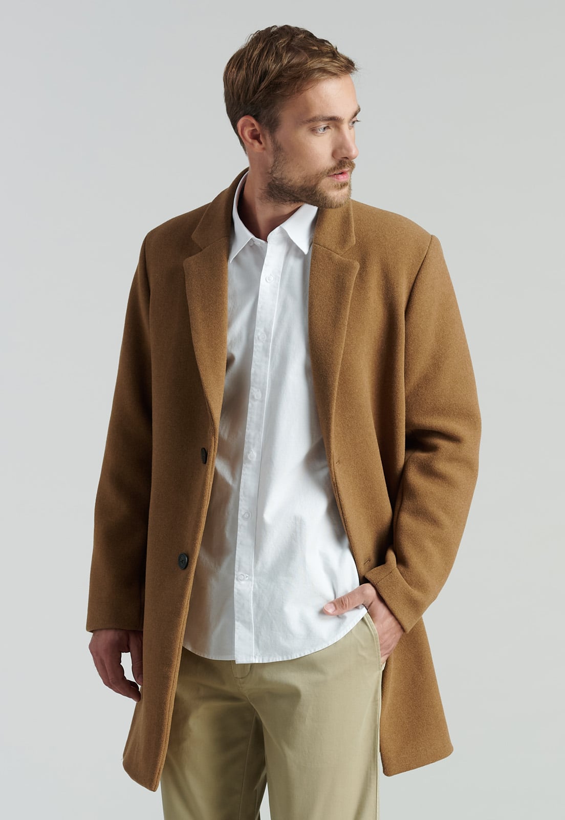 ABRIGO LANA HOMBRE FEROUCH CAMEL CLÁSICO HOUSTON FR - 1