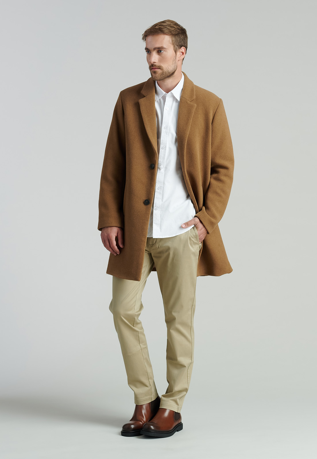 ABRIGO LANA HOMBRE FEROUCH CAMEL CLÁSICO HOUSTON FR - 2