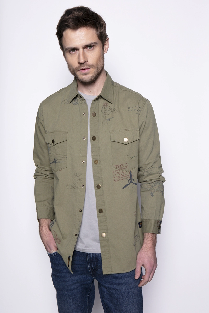 OVERSHIRT ALGODÓN HOMBRE FEROUCH VERDE PRINT FJ MILITARY - 1