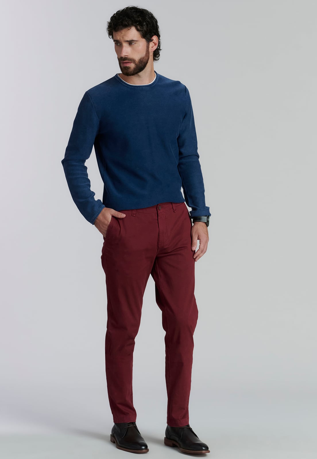 PANTALÓN ALGODÓN HOMBRE FEROUCH ROJO LOWELL FR BURGUNDY - 2