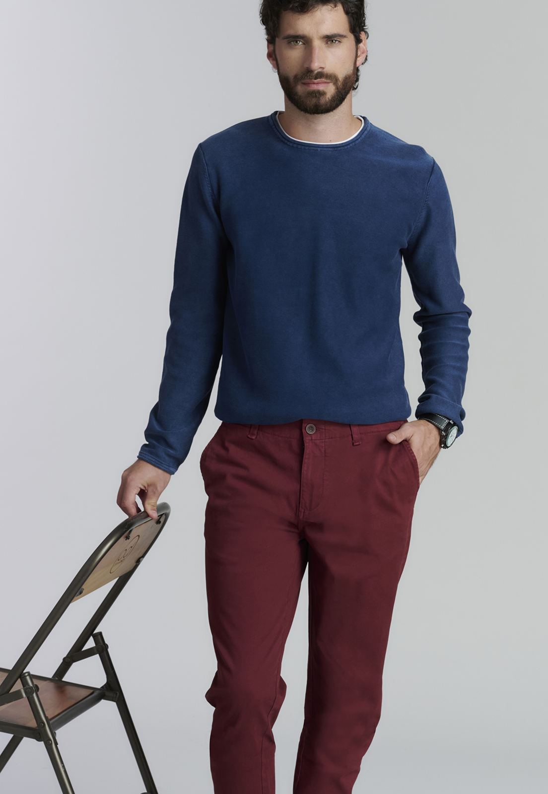 PANTALÓN ALGODÓN HOMBRE FEROUCH ROJO LOWELL FR BURGUNDY - 5