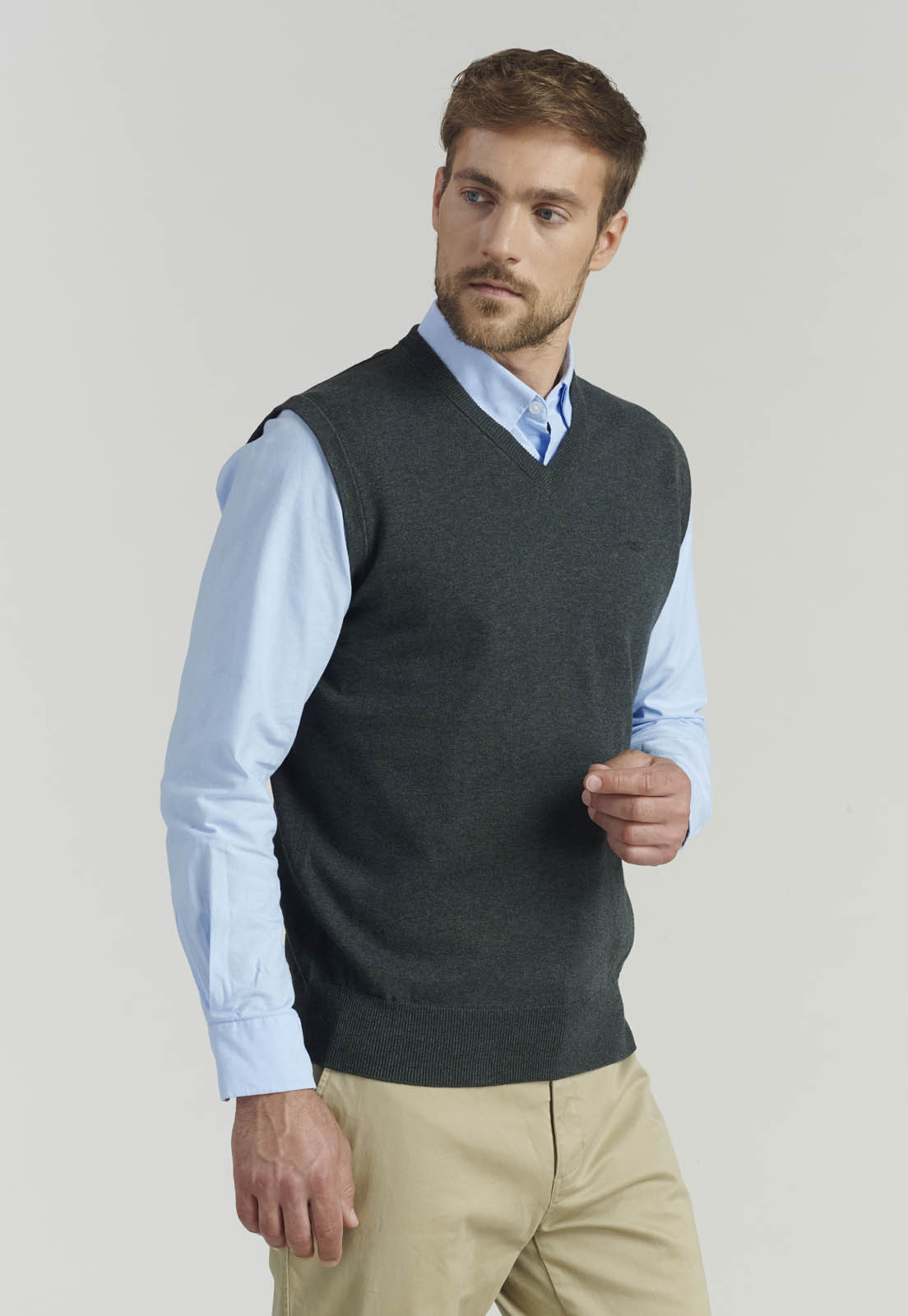 SWEATER ALGODÓN HOMBRE FEROUCH GRIS SMART CASUAL SLEEVE BUSINESS GRAPHITE - 1