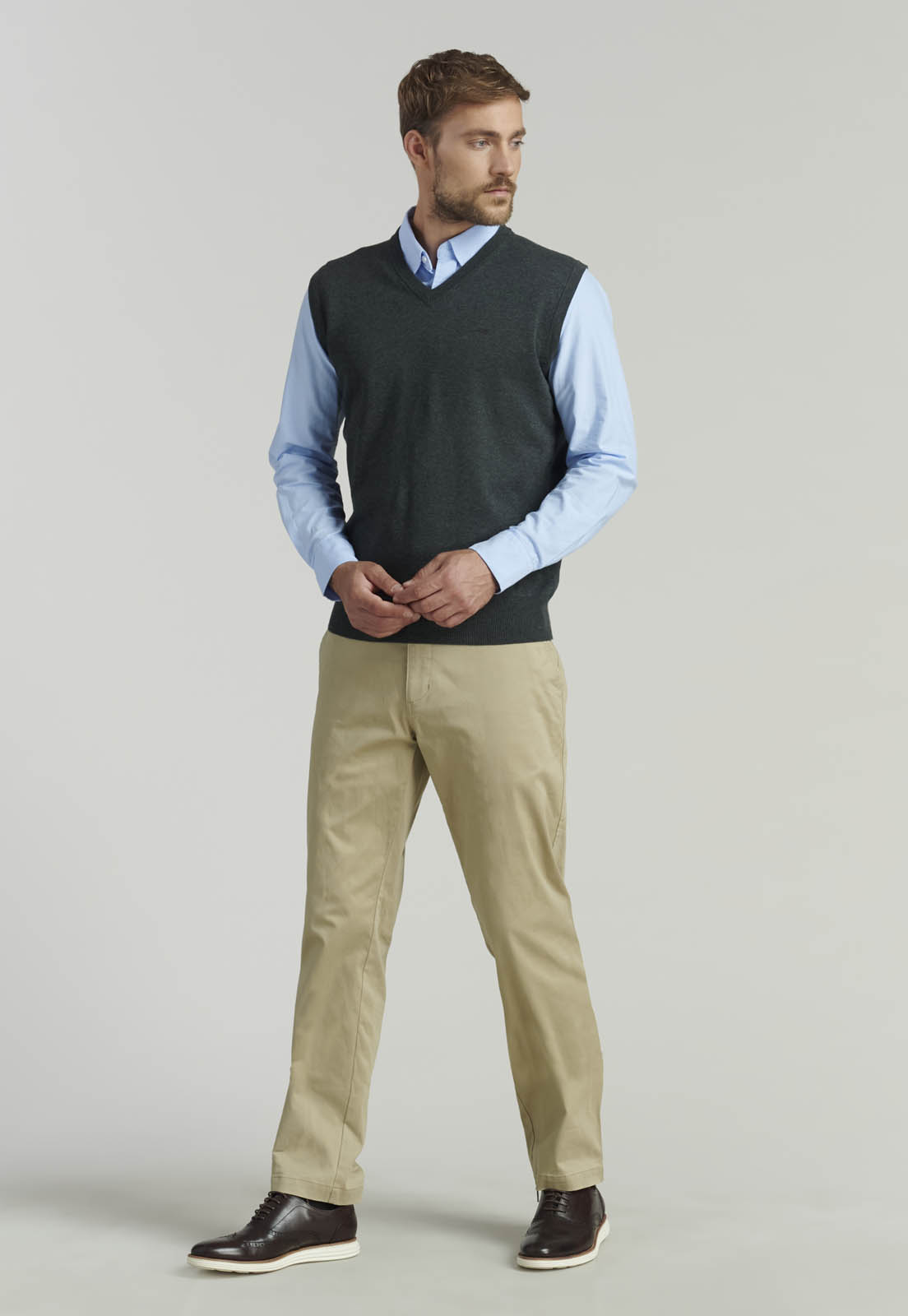 SWEATER ALGODÓN HOMBRE FEROUCH GRIS SMART CASUAL SLEEVE BUSINESS GRAPHITE - 2