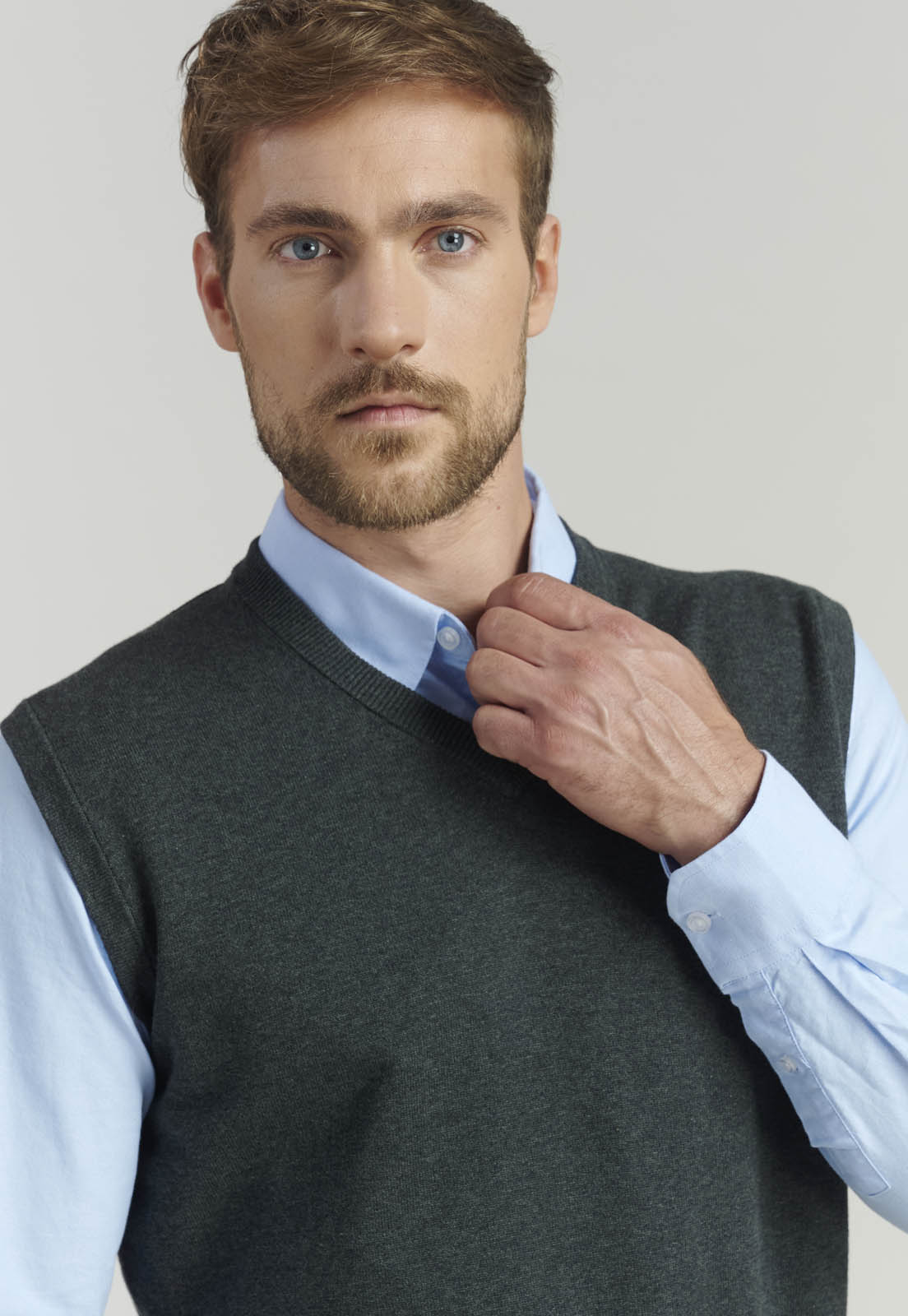 SWEATER ALGODÓN HOMBRE FEROUCH GRIS SMART CASUAL SLEEVE BUSINESS GRAPHITE - 3