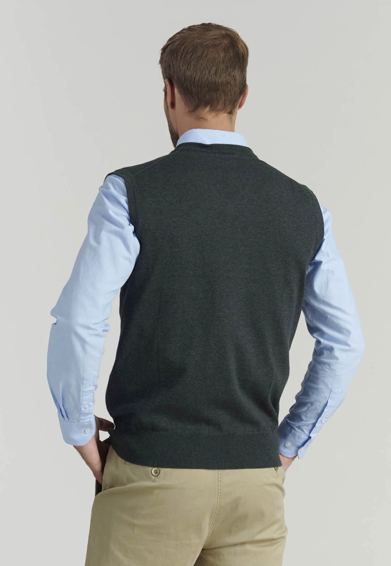 SWEATER ALGODÓN HOMBRE FEROUCH GRIS SMART CASUAL SLEEVE BUSINESS GRAPHITE - 4
