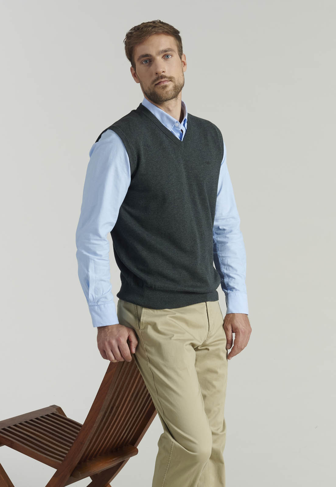 SWEATER ALGODÓN HOMBRE FEROUCH GRIS SMART CASUAL SLEEVE BUSINESS GRAPHITE - 5