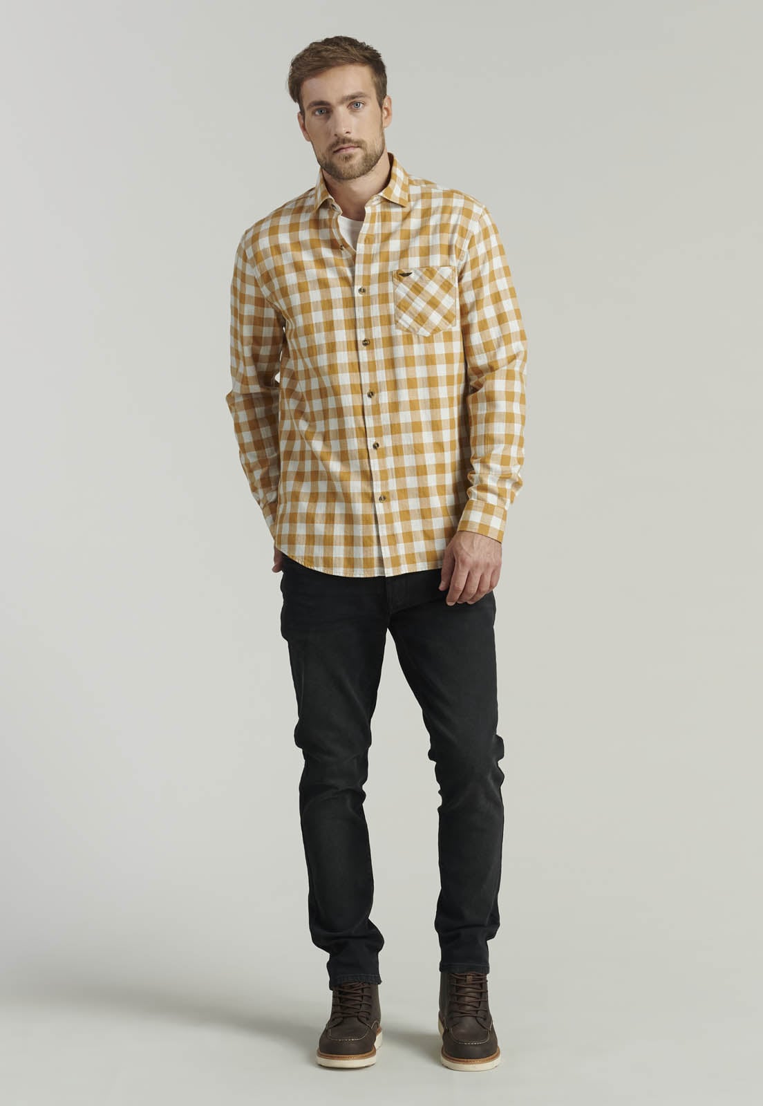 CAMISA ALGODÓN HOMBRE FEROUCH AMARILLO DENVER FJS MUSTARD - 2