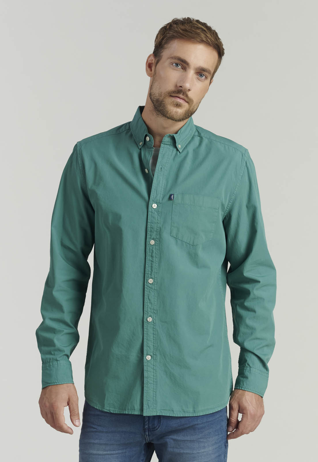 CAMISA ALGODÓN HOMBRE FEROUCH VERDE LAS VEGAS FJS RIVER - 1