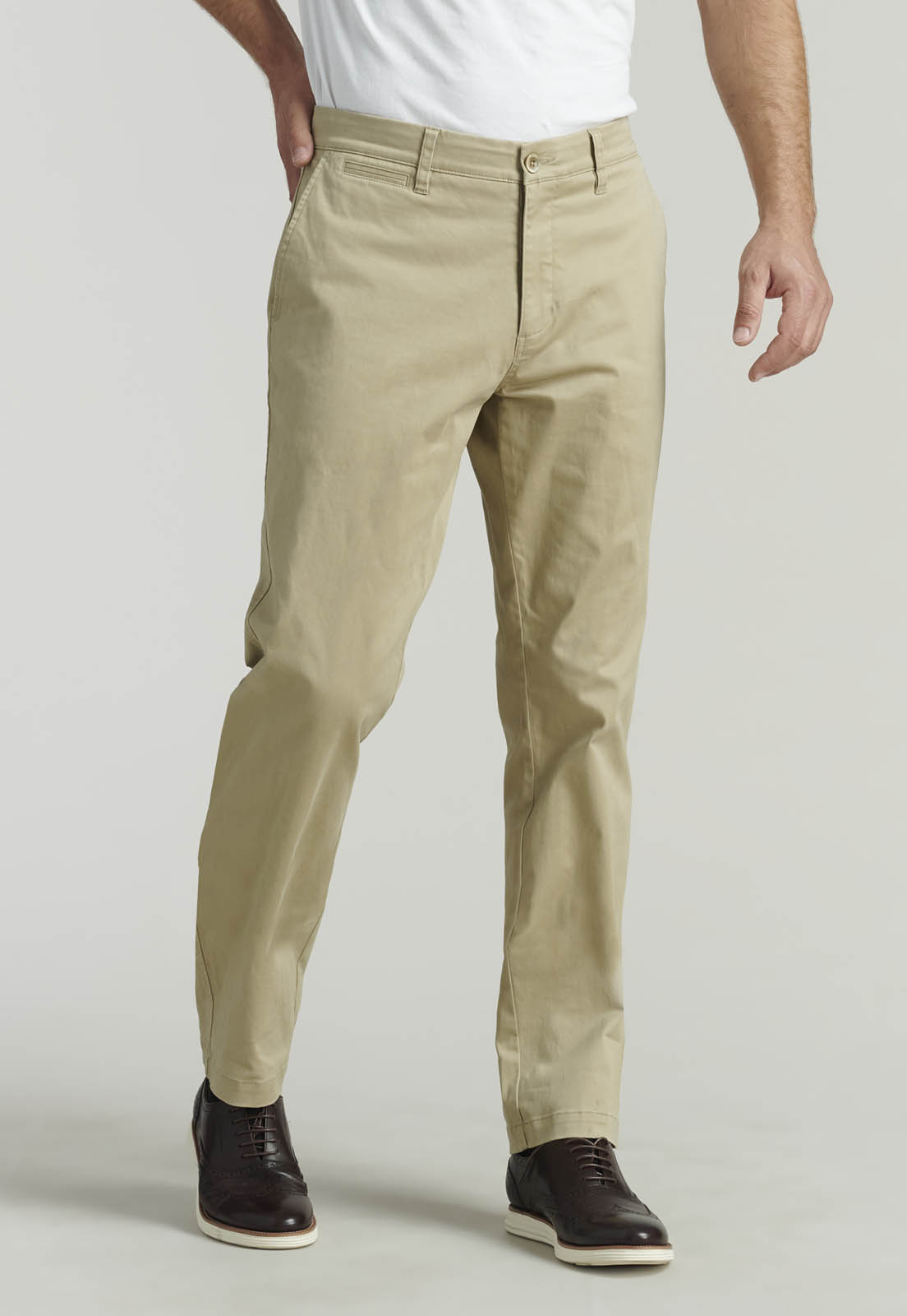 PANTALÓN ALGODÓN HOMBRE FEROUCH BEIGE TWILL WITHOUT PLEATS L 33 BUSINESS KHAKI - 1