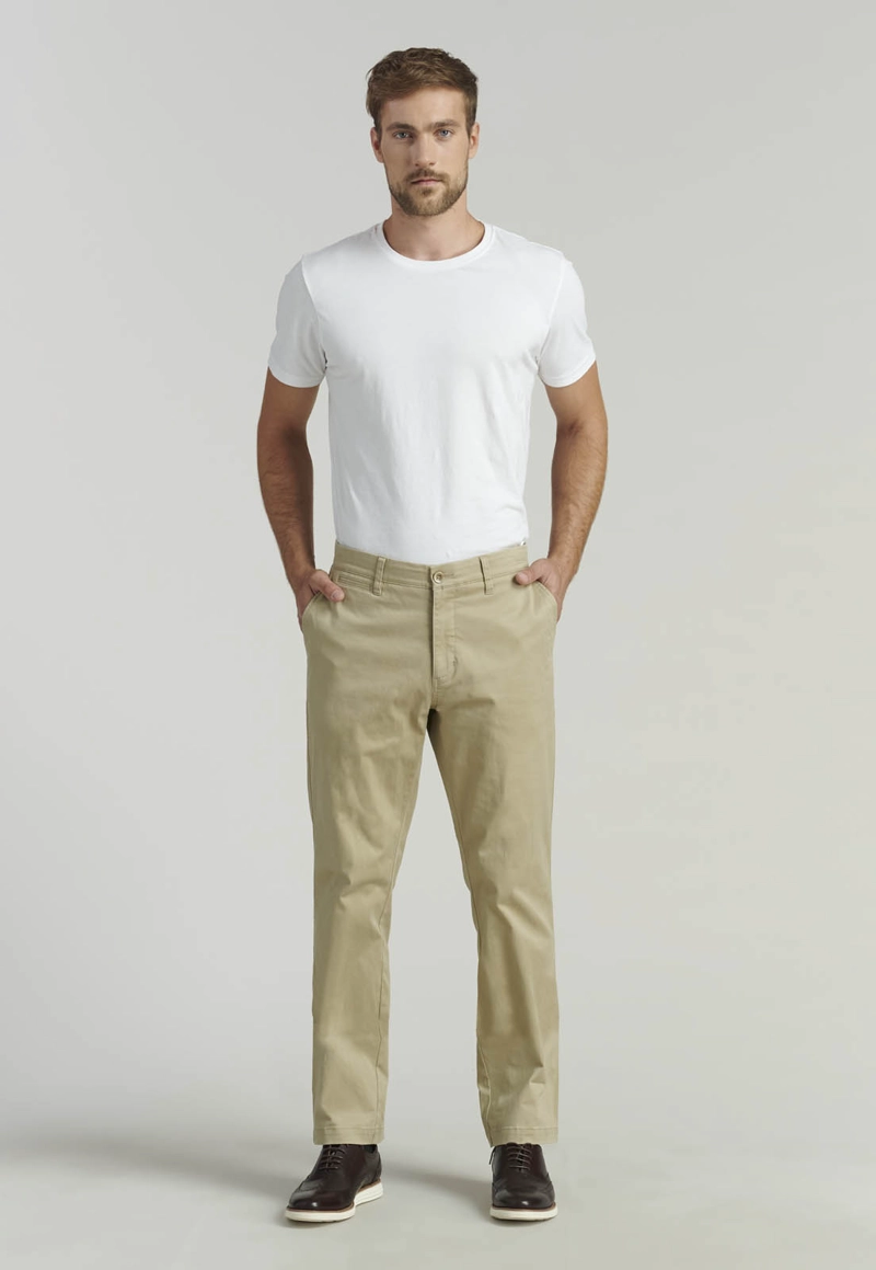 PANTALÓN ALGODÓN HOMBRE FEROUCH BEIGE TWILL WITHOUT PLEATS L 33 BUSINESS KHAKI - 2