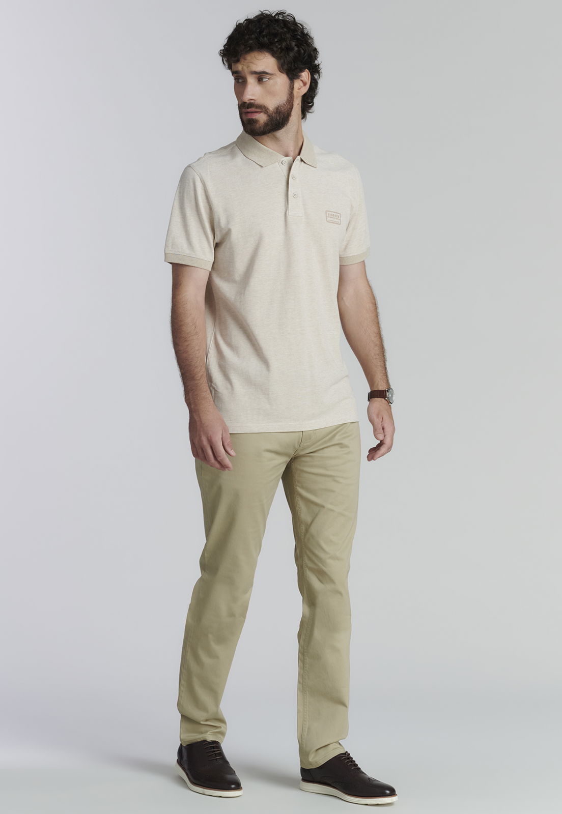 POLERA ALGODÓN HOMBRE FEROUCH BEIGE BALTIMORE FR MELANGE - 2