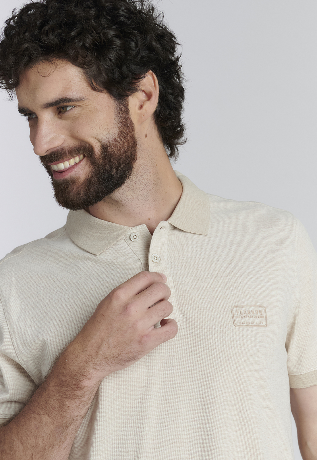 POLERA ALGODÓN HOMBRE FEROUCH BEIGE BALTIMORE FR MELANGE - 3