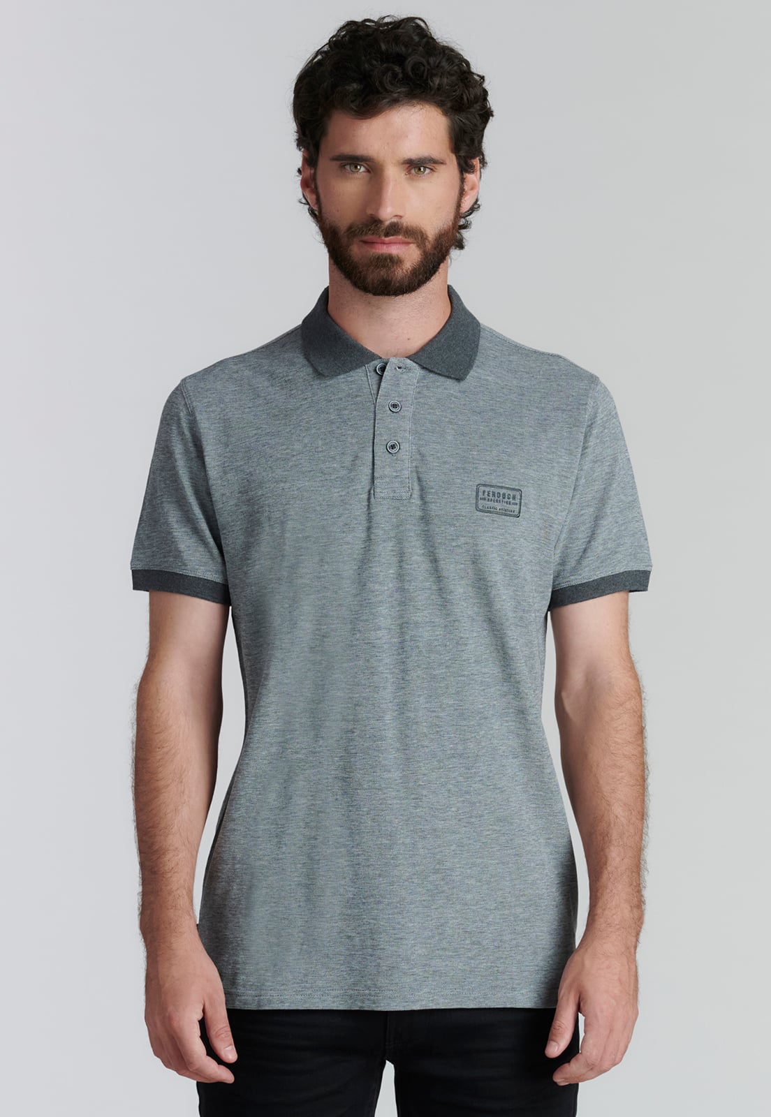 POLERA ALGODÓN HOMBRE FEROUCH GRIS BALTIMORE FR GRAPHITO MELANGE - 1