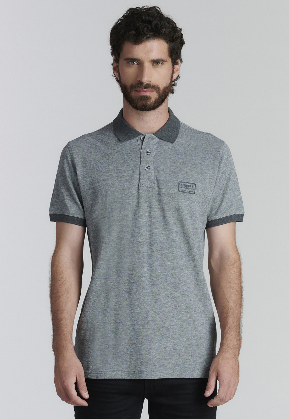 POLERA ALGODÓN HOMBRE FEROUCH GRIS BALTIMORE FR GRAPHITO MELANGE - 1