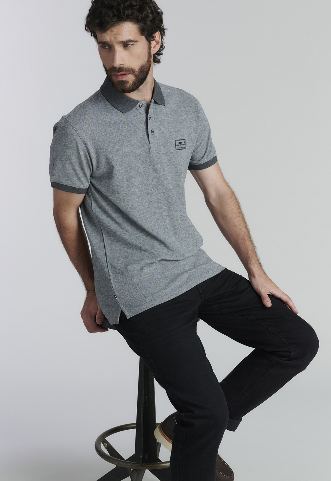 POLERA ALGODÓN HOMBRE FEROUCH GRIS BALTIMORE FR GRAPHITO MELANGE - 5