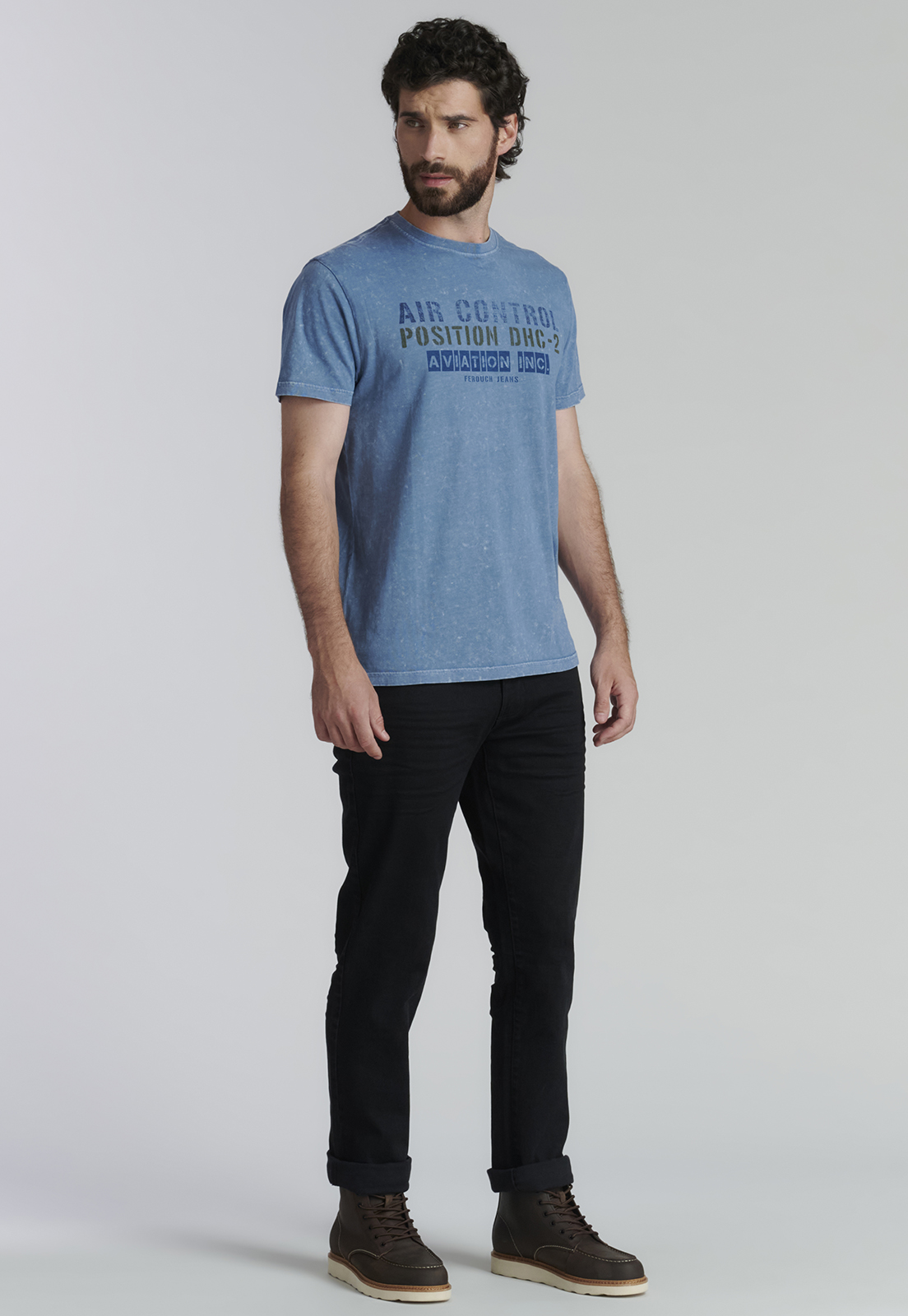 POLERA ALGODÓN HOMBRE FEROUCH AZUL BROOKLYN FJS LT BLUE - 2