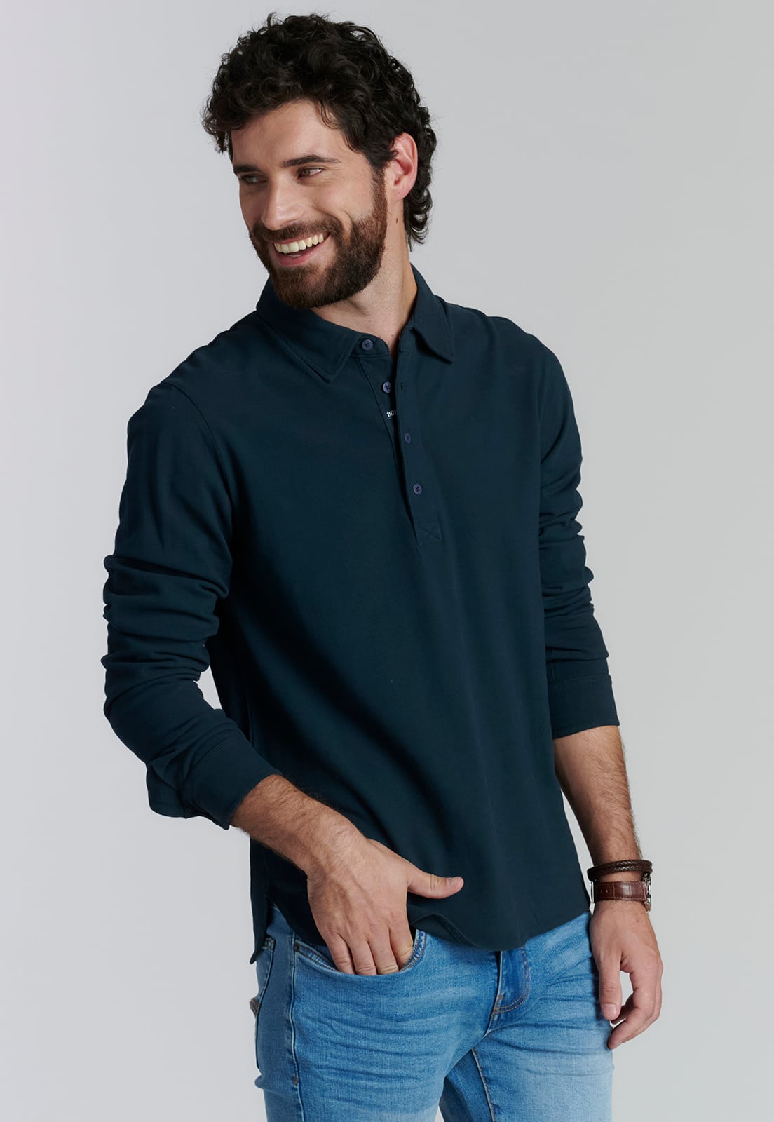 POLERA ALGODÓN HOMBRE FEROUCH AZUL DENVER FJS MARINE - 1